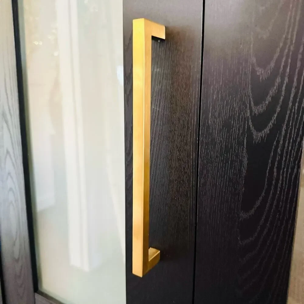 3 NEW Brushed Brass Gold over Stainless Steel Cabinet Pulls Door Handle Hardware